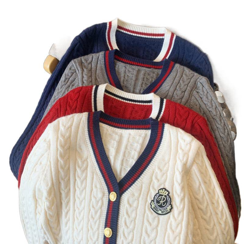 Luisa Woolen Cardigan In Navy Blue